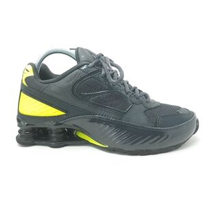 NIKE Shox Enigma Shoes Womens 9 Grey Black Yellow Running Sneakers